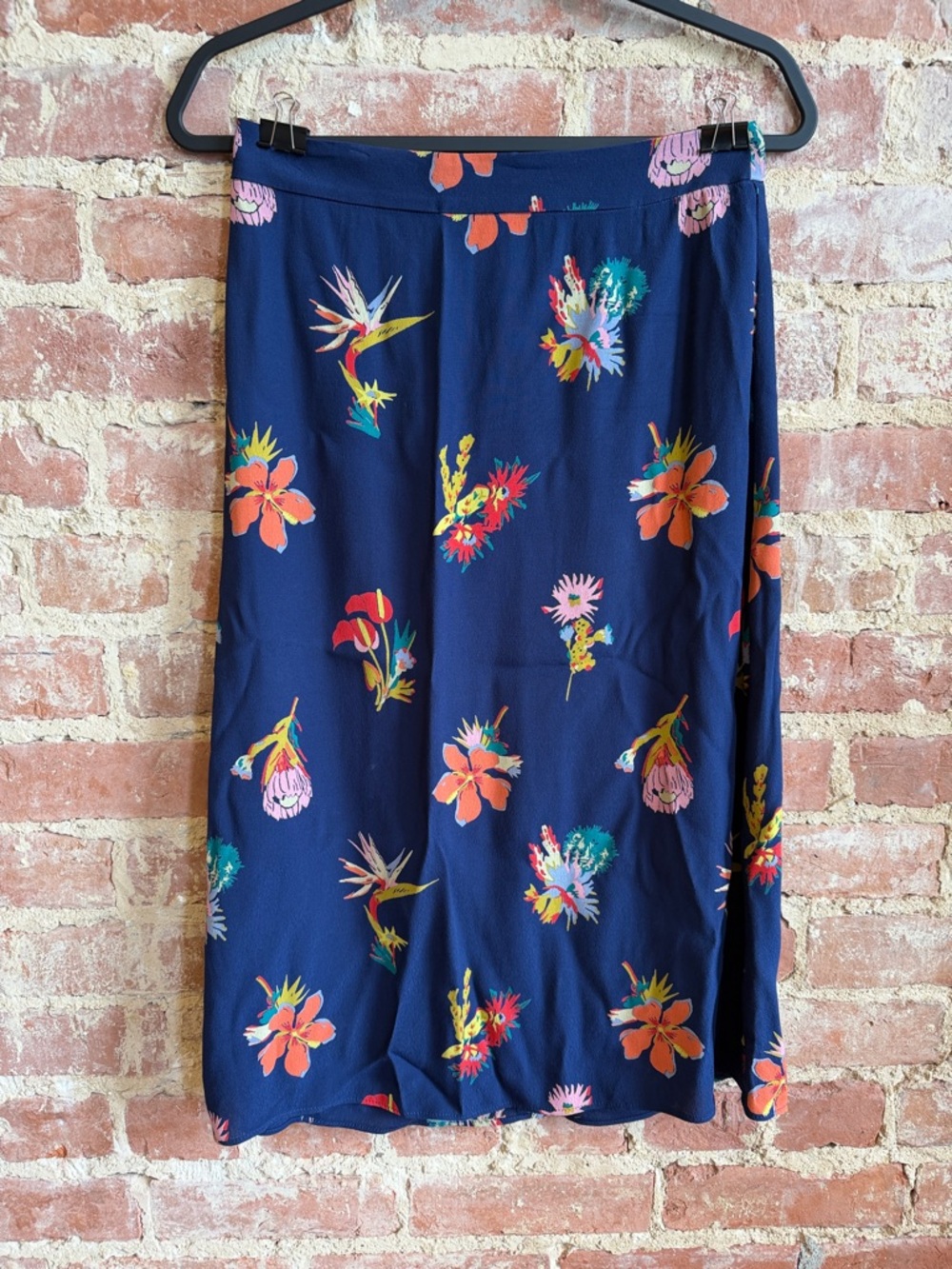 Madewell Navy Floral Midi Skirt